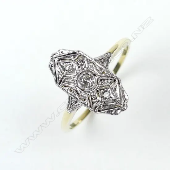 A 14ct gold and diamond Art Deco style ring