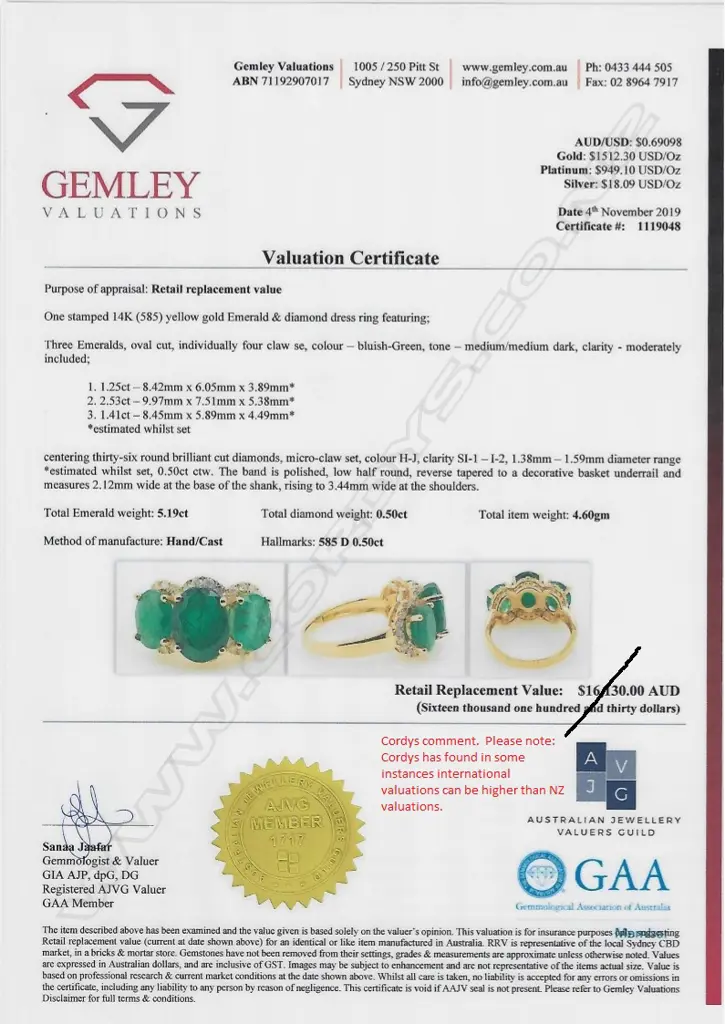 A 14ct gold emerald and diamond ring Image 1++