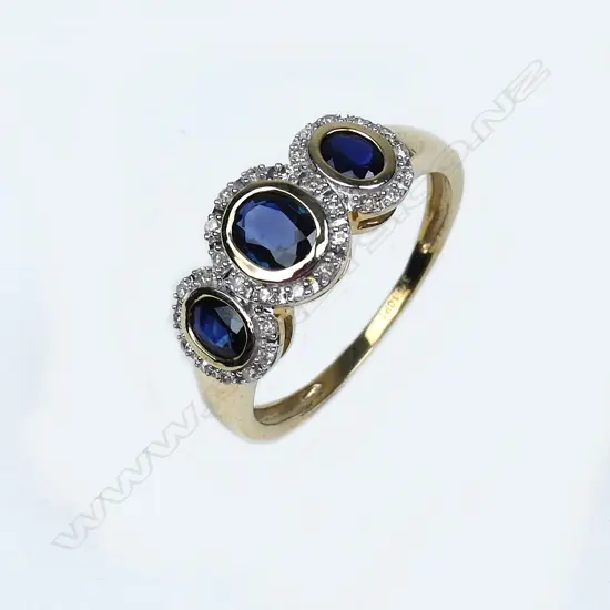 A 9ct gold sapphire and diamond dress ring