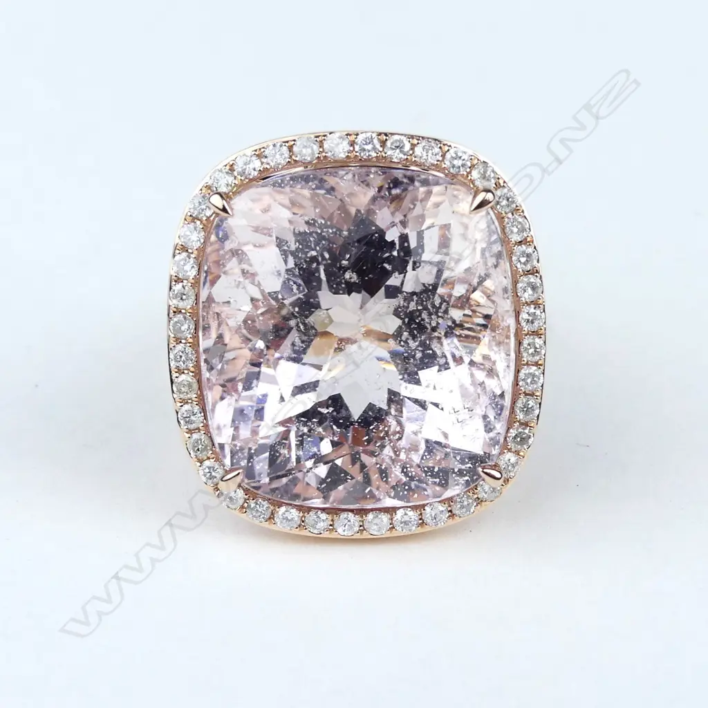 A 14ct rose gold kunzite and diamond ring Image 1++