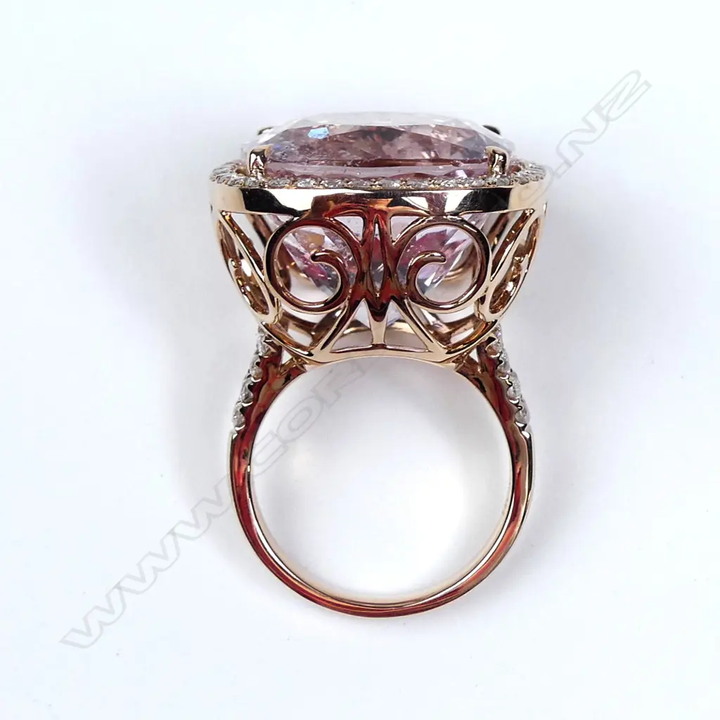 A 14ct rose gold kunzite and diamond ring Image 1++