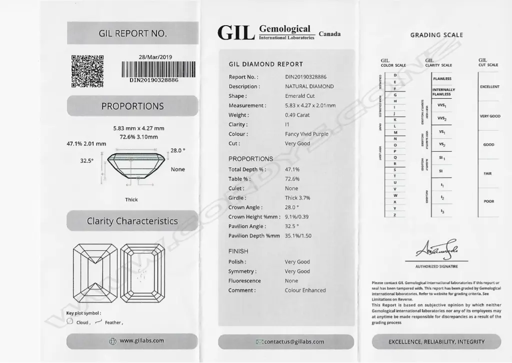 A 0.49ct emerald cut diamond Image 1++