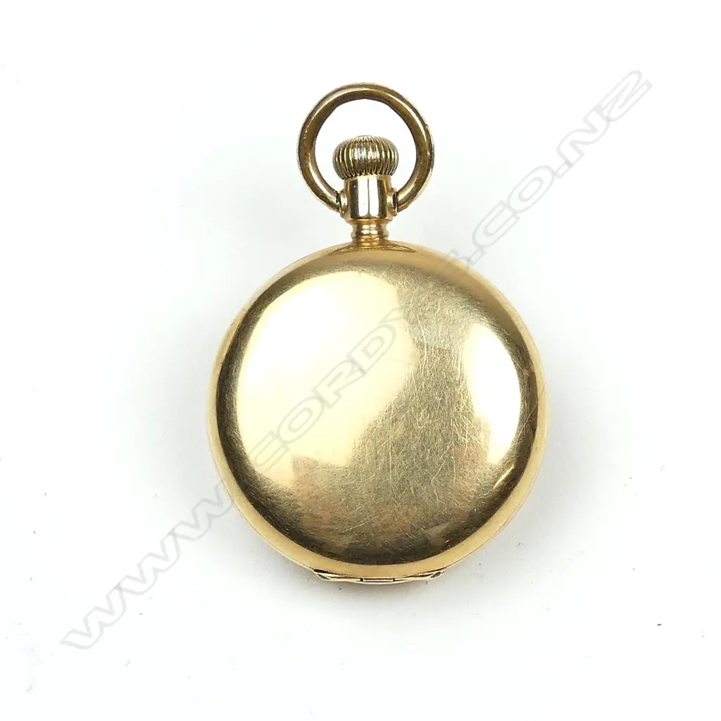 A 14ct gold small full hunter pocket watch Image 1++