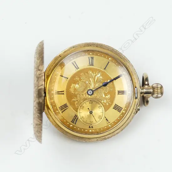 A 9ct gold cased lady's full hunter pocket watch