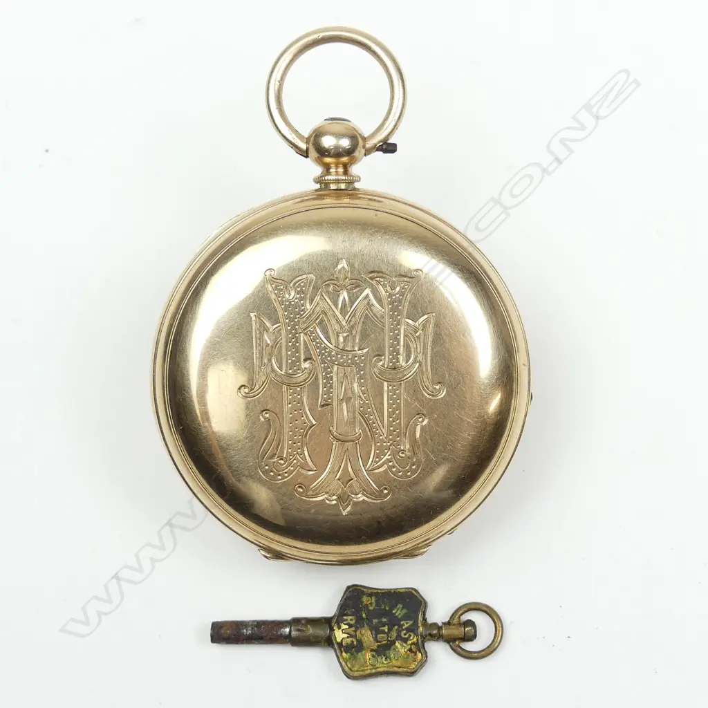 A 10ct gold cased Waltham full hunter pocket watch Image 1++