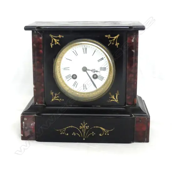 A Victorian slate mantel clock