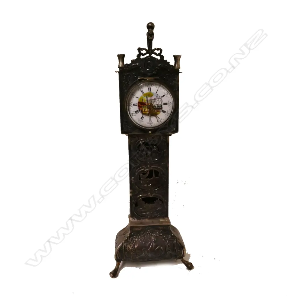 An early 1900s Dutch silver miniature long case clock Image 1++