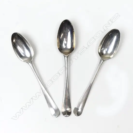 A single and a pair of George III silver Hanoverian picture back teaspoons