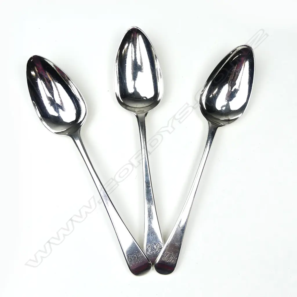 Three George III silver tablespoons Image 1++