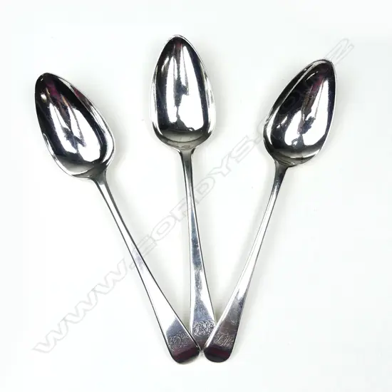 Three George III silver tablespoons