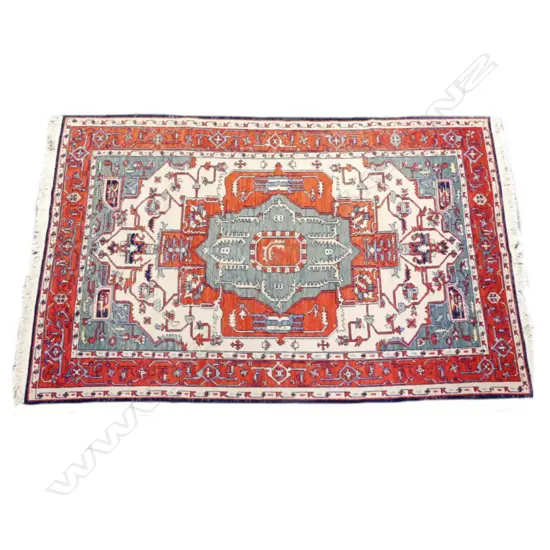 A tribal flat weave rug