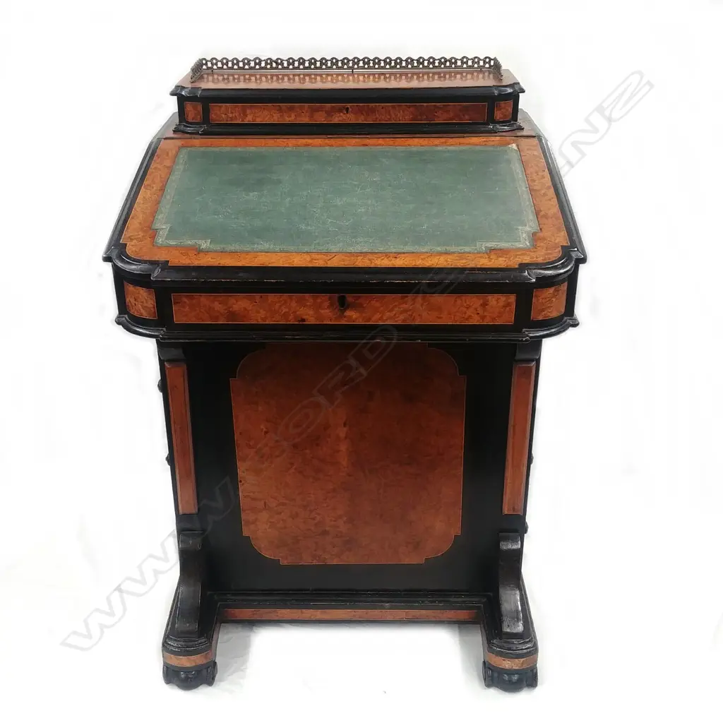 A Victorian burr walnut davenport Image 1++
