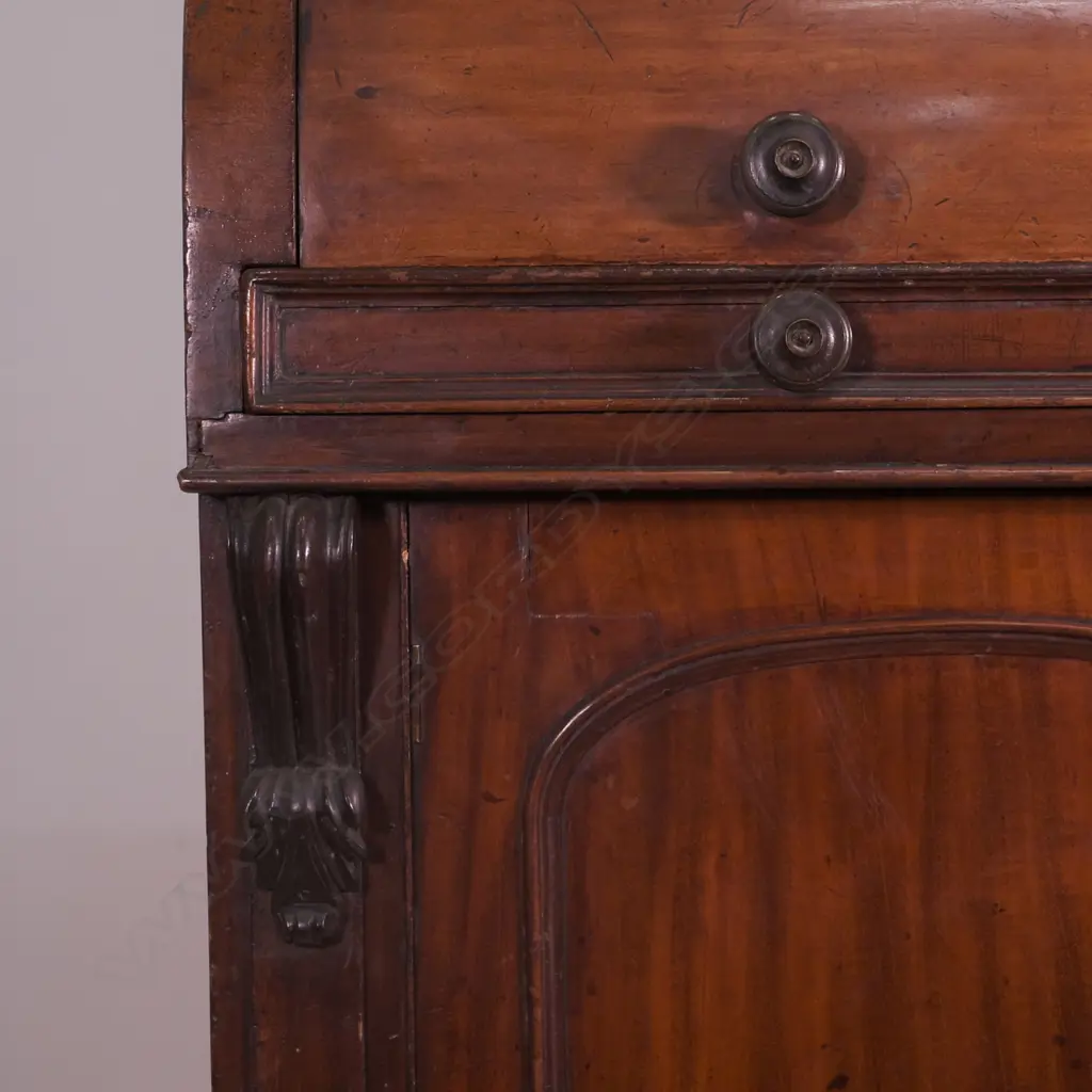 A Victorian mahogany roll-top drum cylinder desk Image 1++