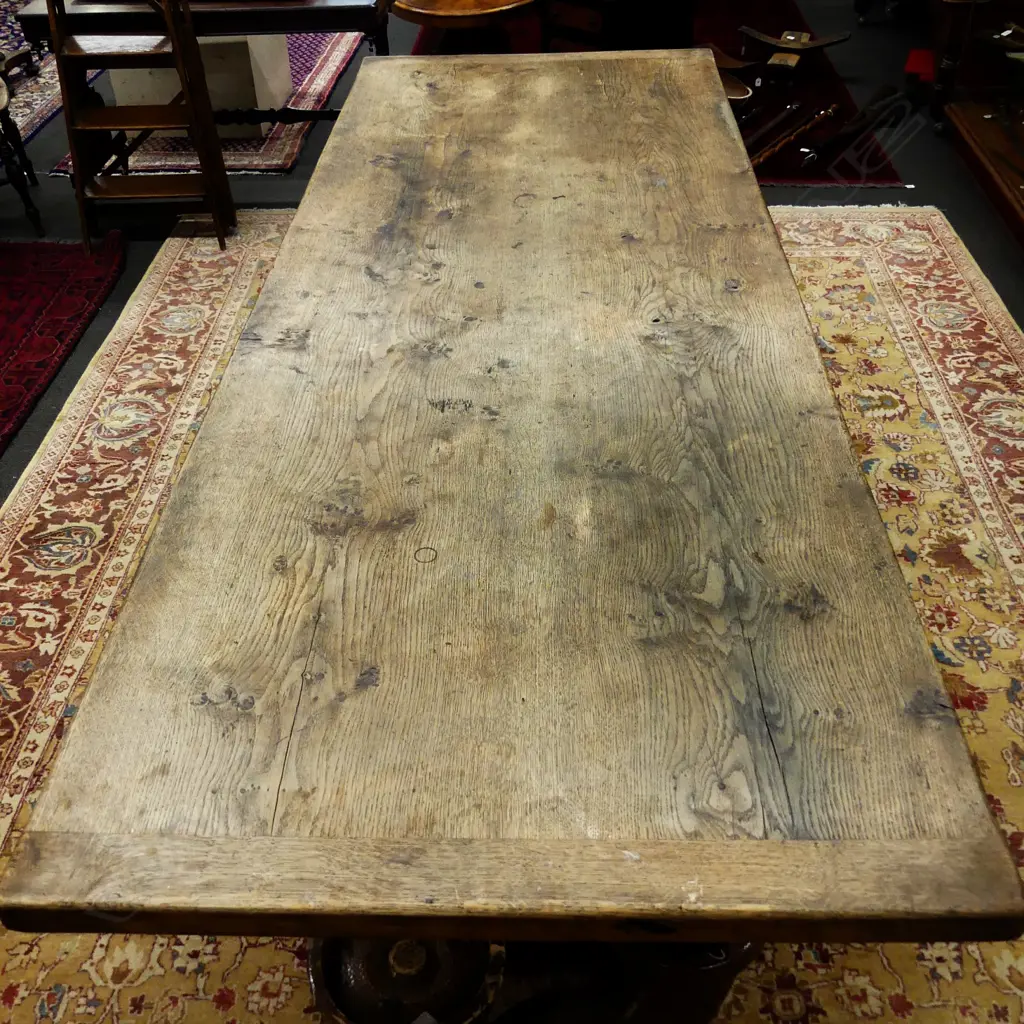 An antique country oak refectory dining table Image 1++