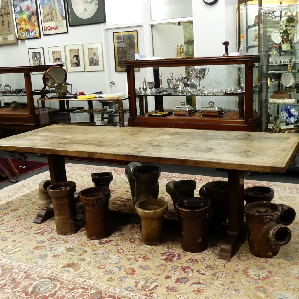An antique country oak refectory dining table Image 1++