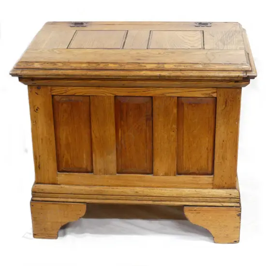An uncommon c.1900 oak ice chest of coffer form