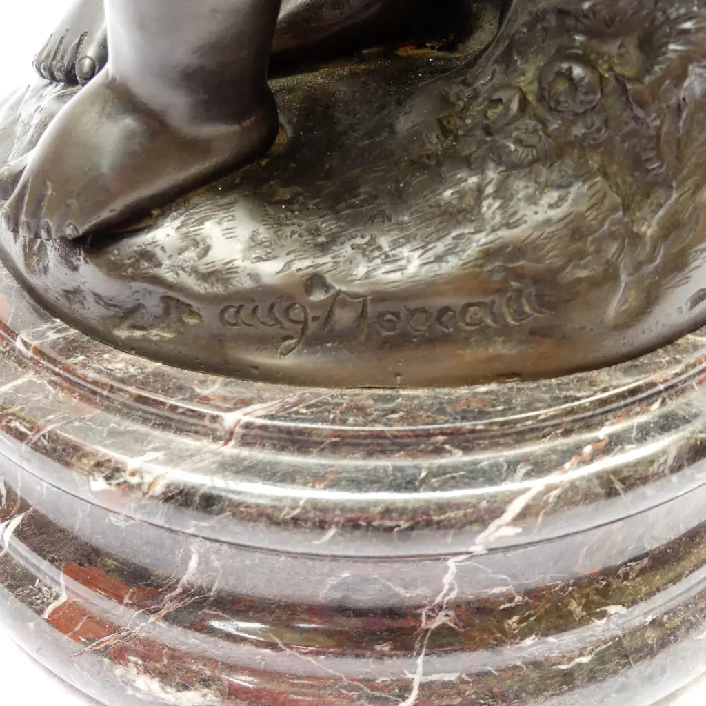 A 20thC classical bronze figure group of two children signed Aug (Auguste) Moreau Image 1++