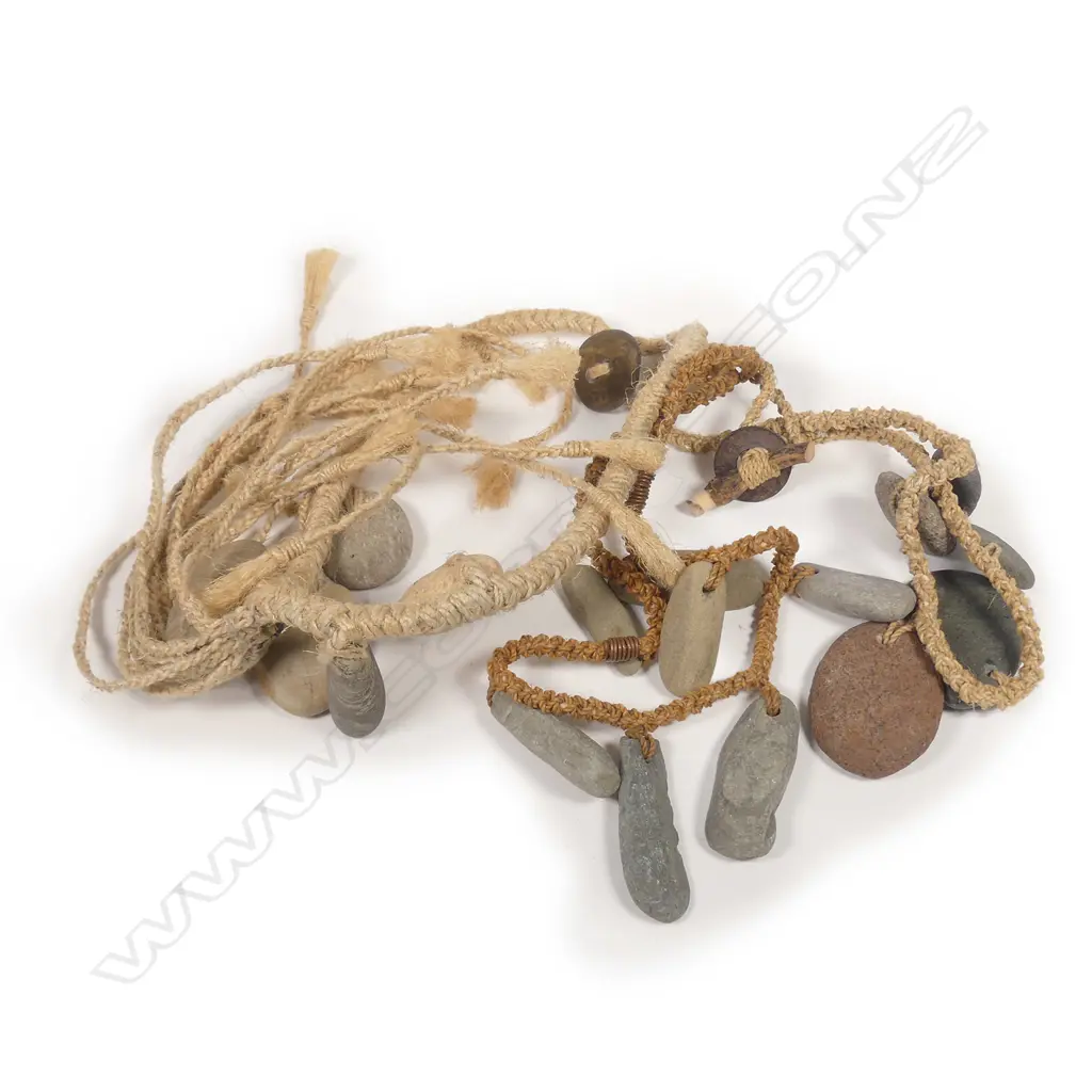 Three Malcolm Harrison woven fibre and stone necklaces Image 1++