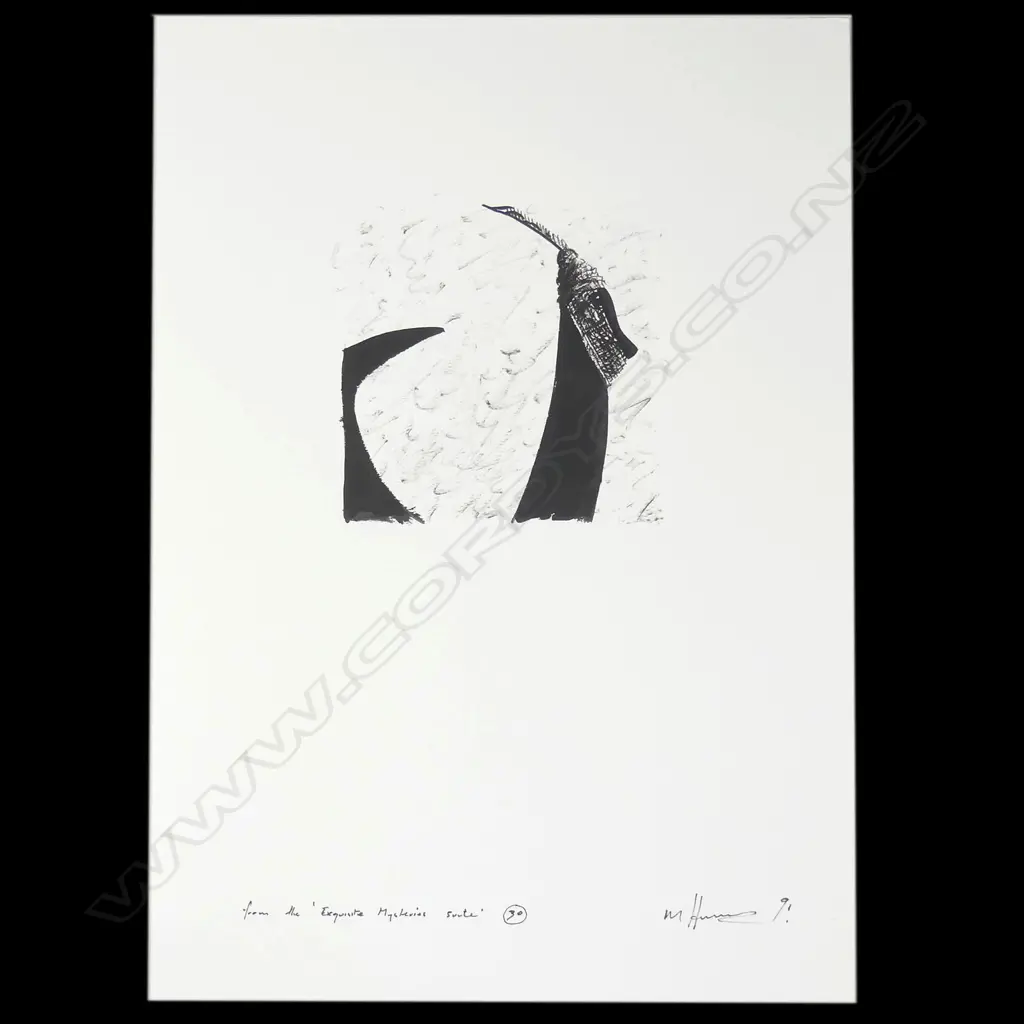 MALCOLM HARRISON 'FROM THE EXQUISITE MYSTERIES SUITE' #30, 1991, INK ON PAPER Image 1++