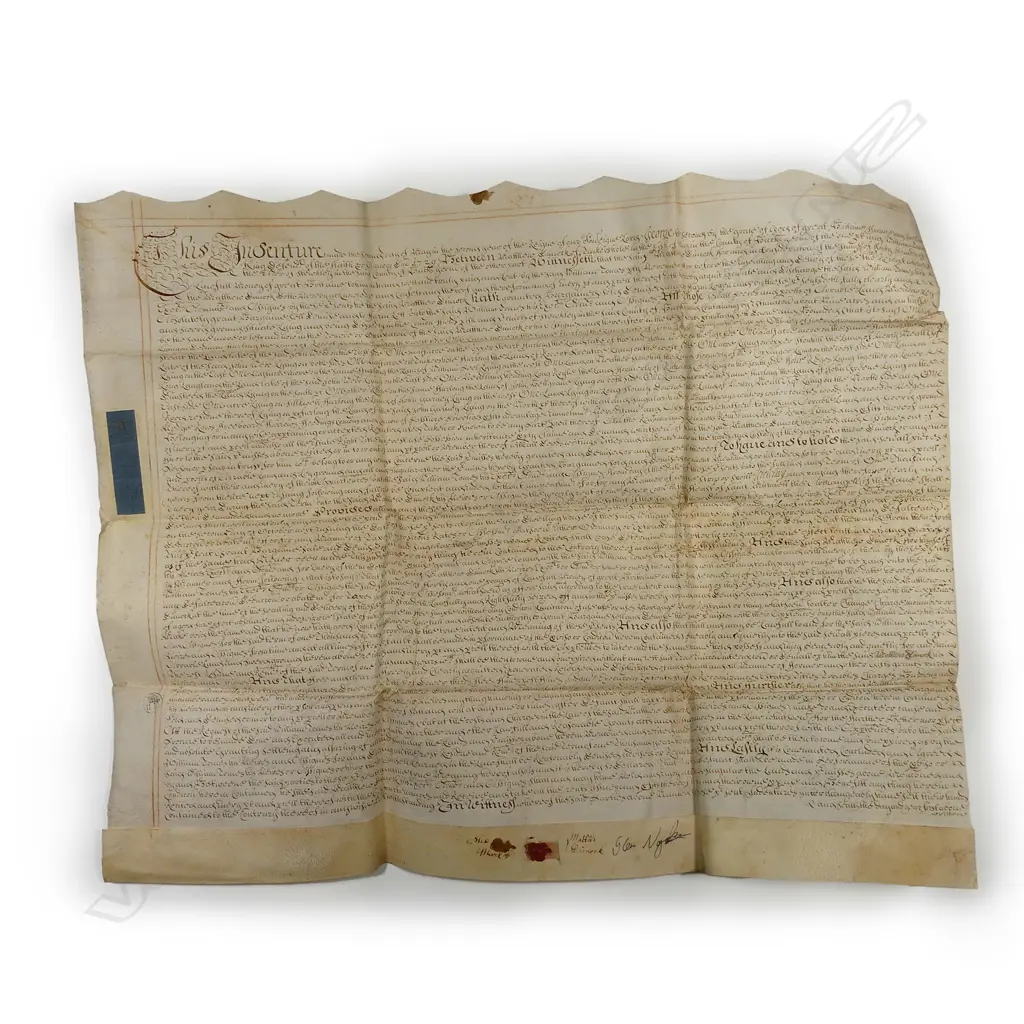 Four early indentures written on parchment Image 1++