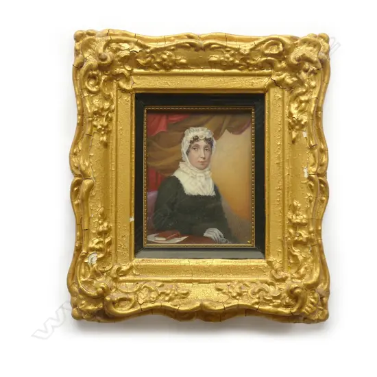 A 19thC miniature portrait of a woman