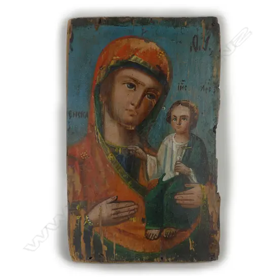 A 19thC Russian icon of Our Lady of Kazan