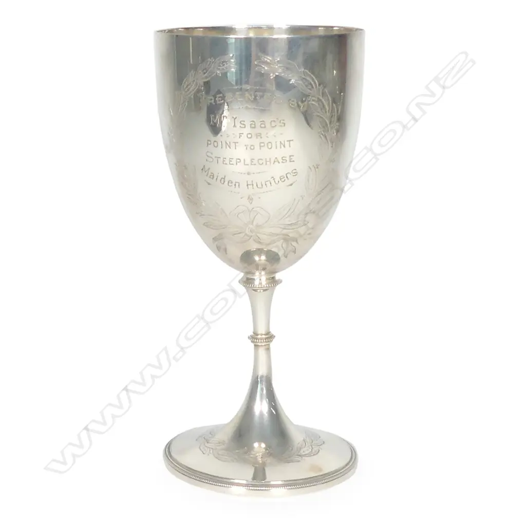 An Auckland historical 'Point To Point Steeplechase' silver plate winner's cup Image 1++