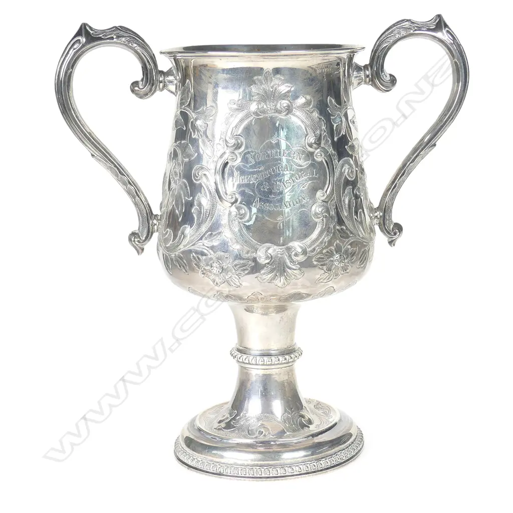 A rare and historical N.Z. (Otago) Northern Agricultural & Pastoral Association Victorian silver trophy cup Image 1++