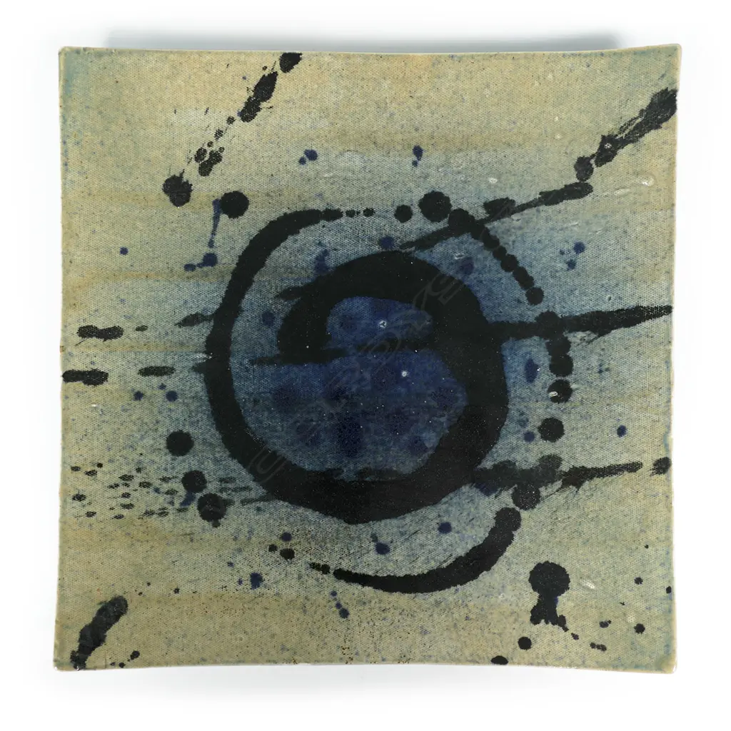 Doreen Blumhardt (1914-2009) square wall platter poured black glaze, Image 1++