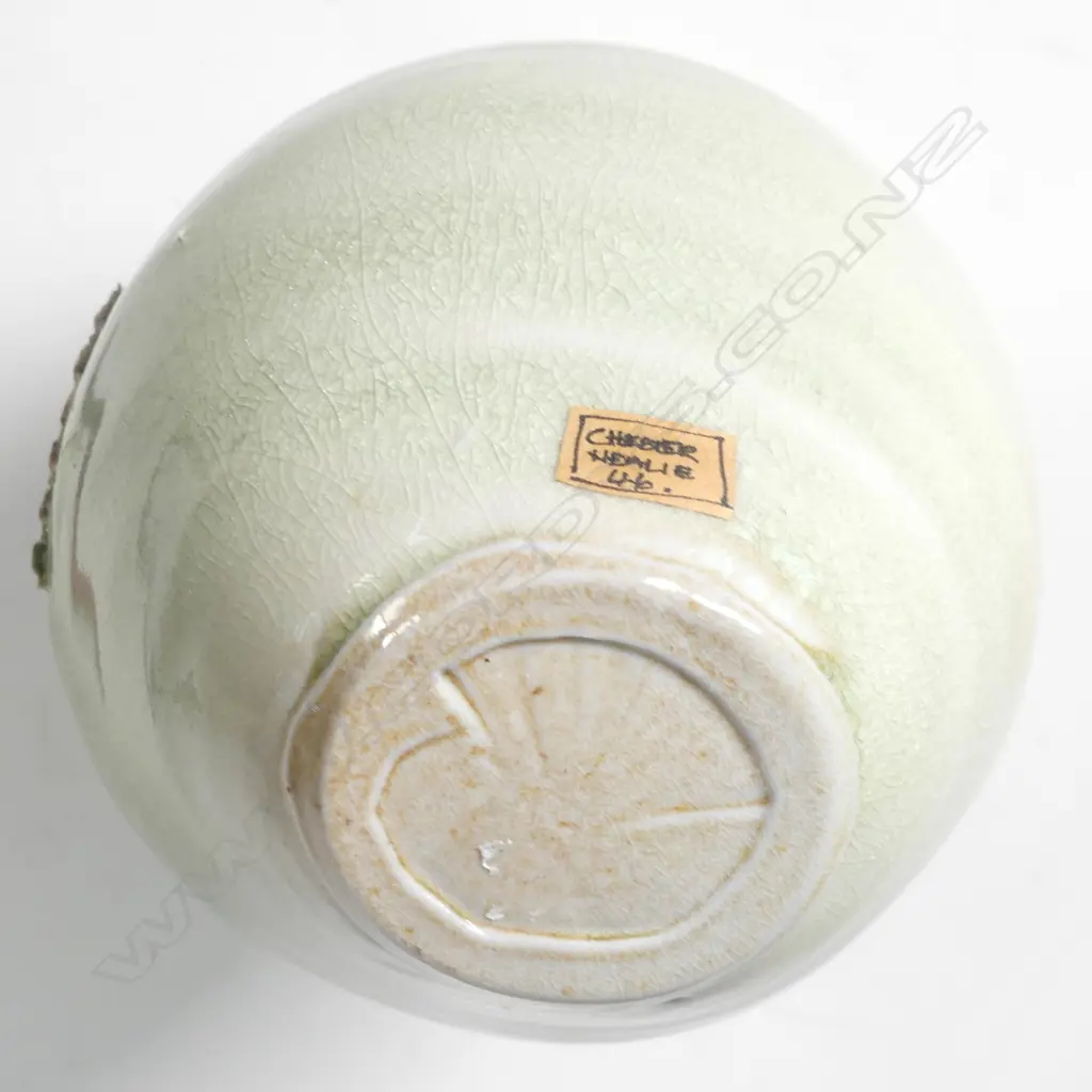 A Chester Nealie salt glazed green celadon bottle Image 1++