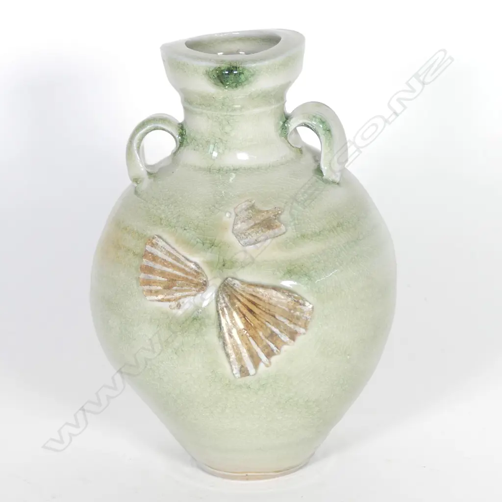A Chester Nealie salt glazed green celadon bottle Image 1++