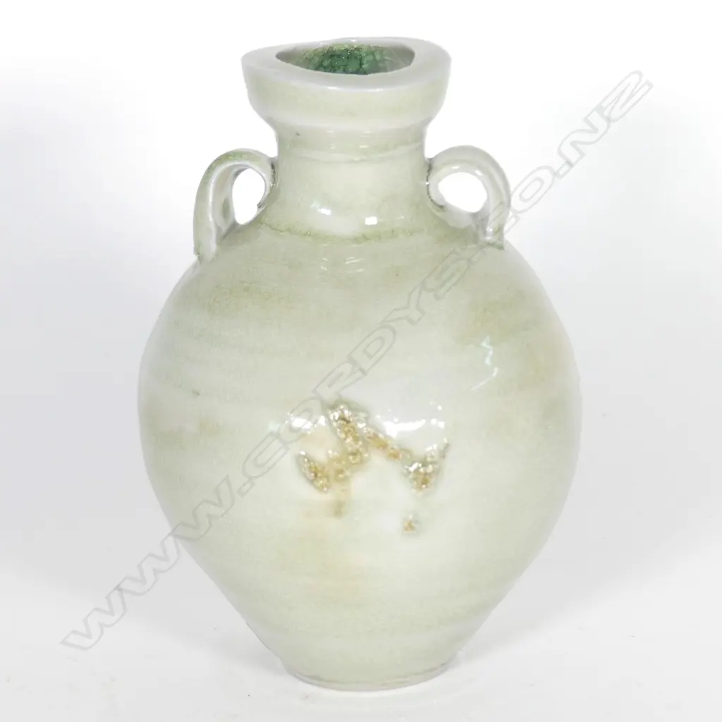 A Chester Nealie salt glazed green celadon bottle Image 1++
