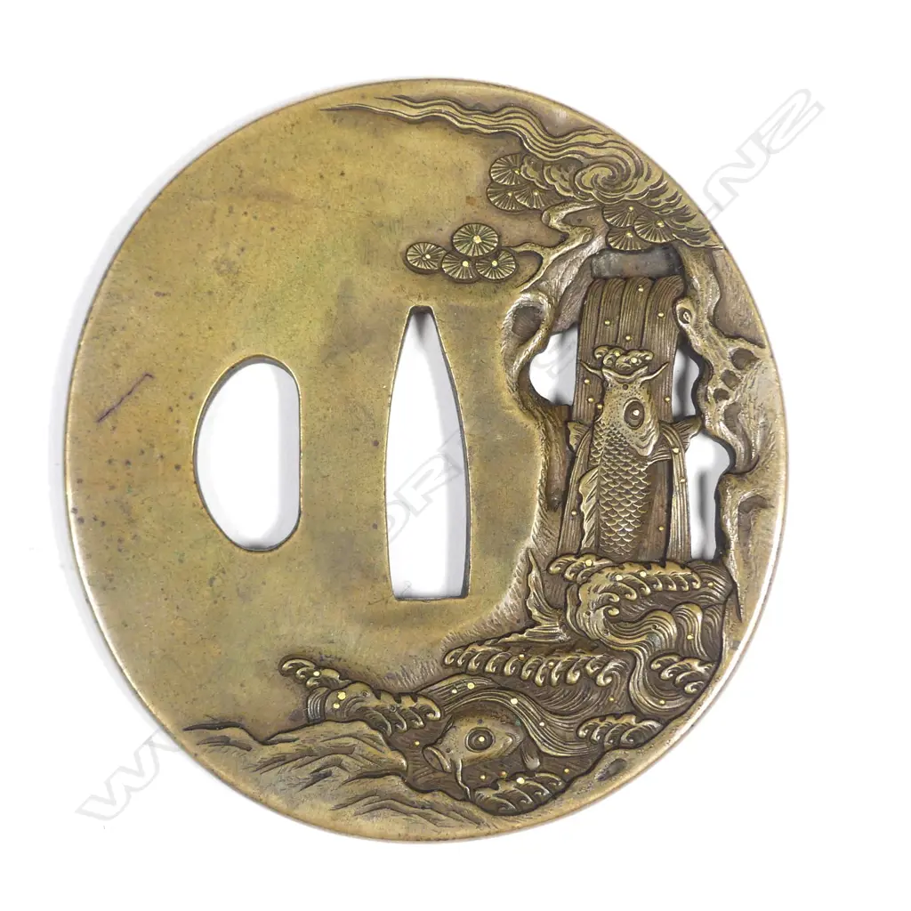 A Japanese yellow bronze tsuba Image 1++