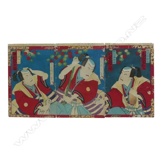 A triptych ukiyo-e woodblock by Utagawa Kunichika