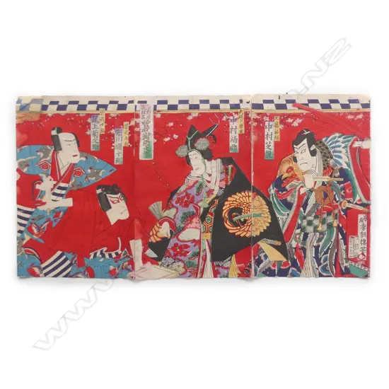 A triptych ukiyo-e woodblock by Utagawa Kunichika