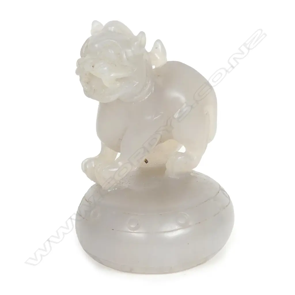 A Chinese grey-white jade scroll weight or seal Image 1++