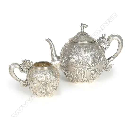 A China Trade period silver teapot and milk jug
