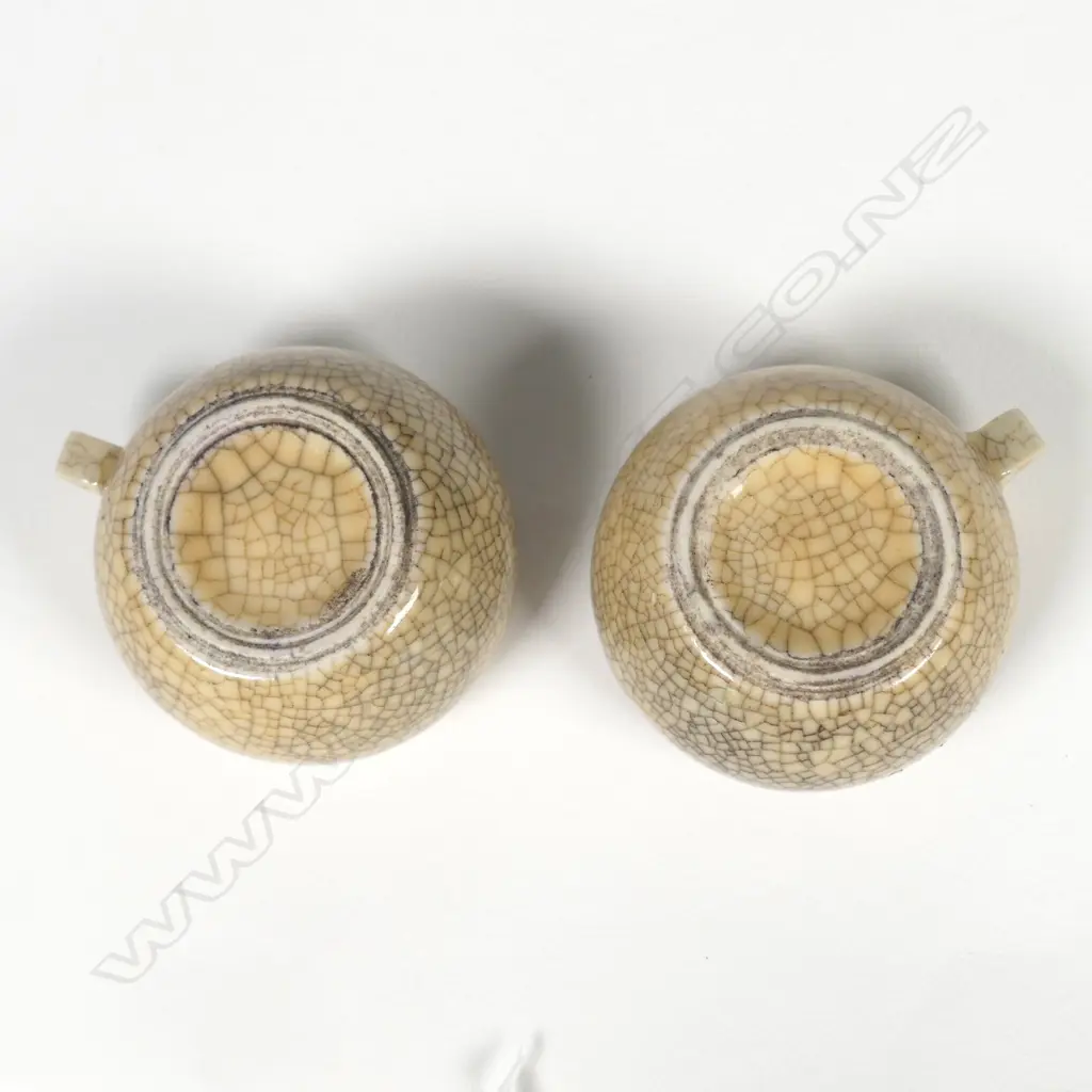 Two old Chinese crackle glaze bird feeding bowls Image 1++