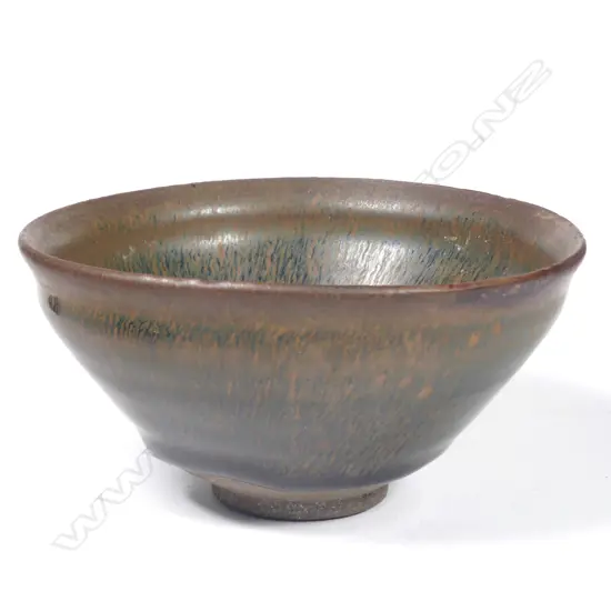 A Chinese Chien-Yao hare's fur bowl of circular section on short foot