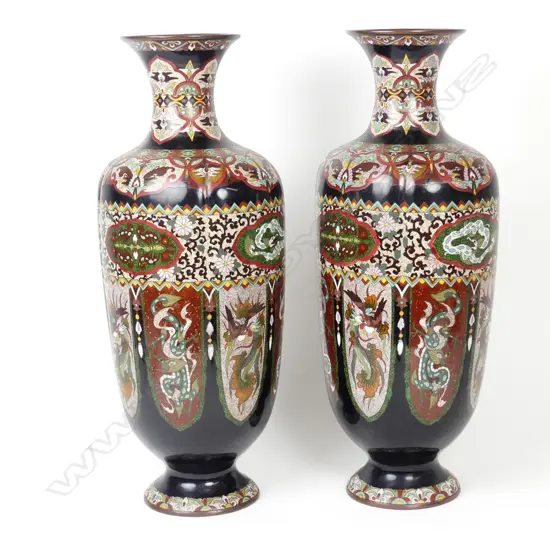 A pair of massive Chinese cloisonné vases