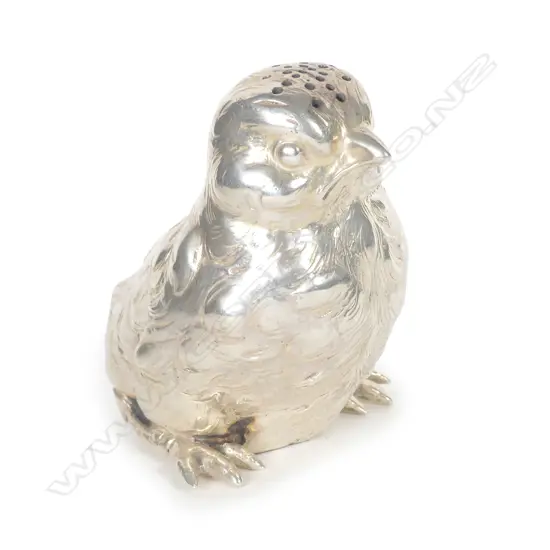 A c.1900 novelty silver chick pepperette