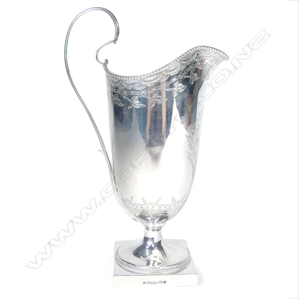 A rare 19thC New Zealand Frank Grady silver tall pedestal cream jug Image 1++