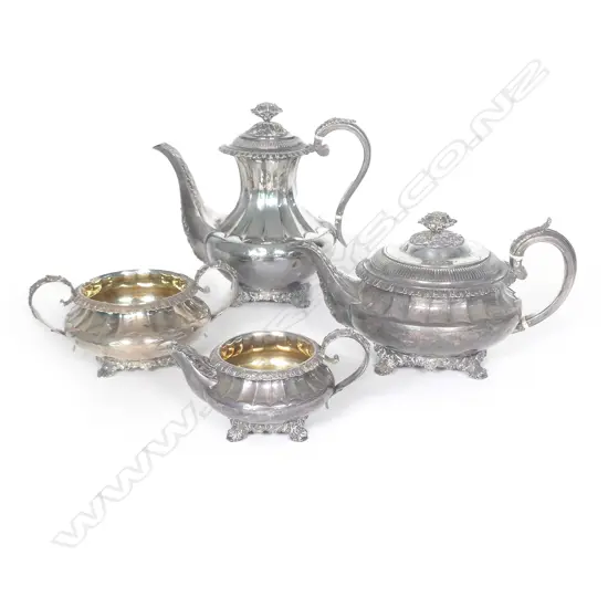 An early Victorian silver four piece tea and coffee service