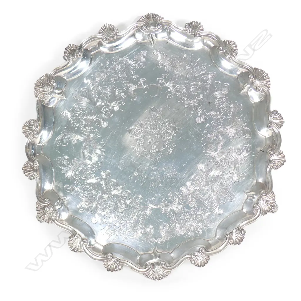 A Victorian silver salver Image 1++