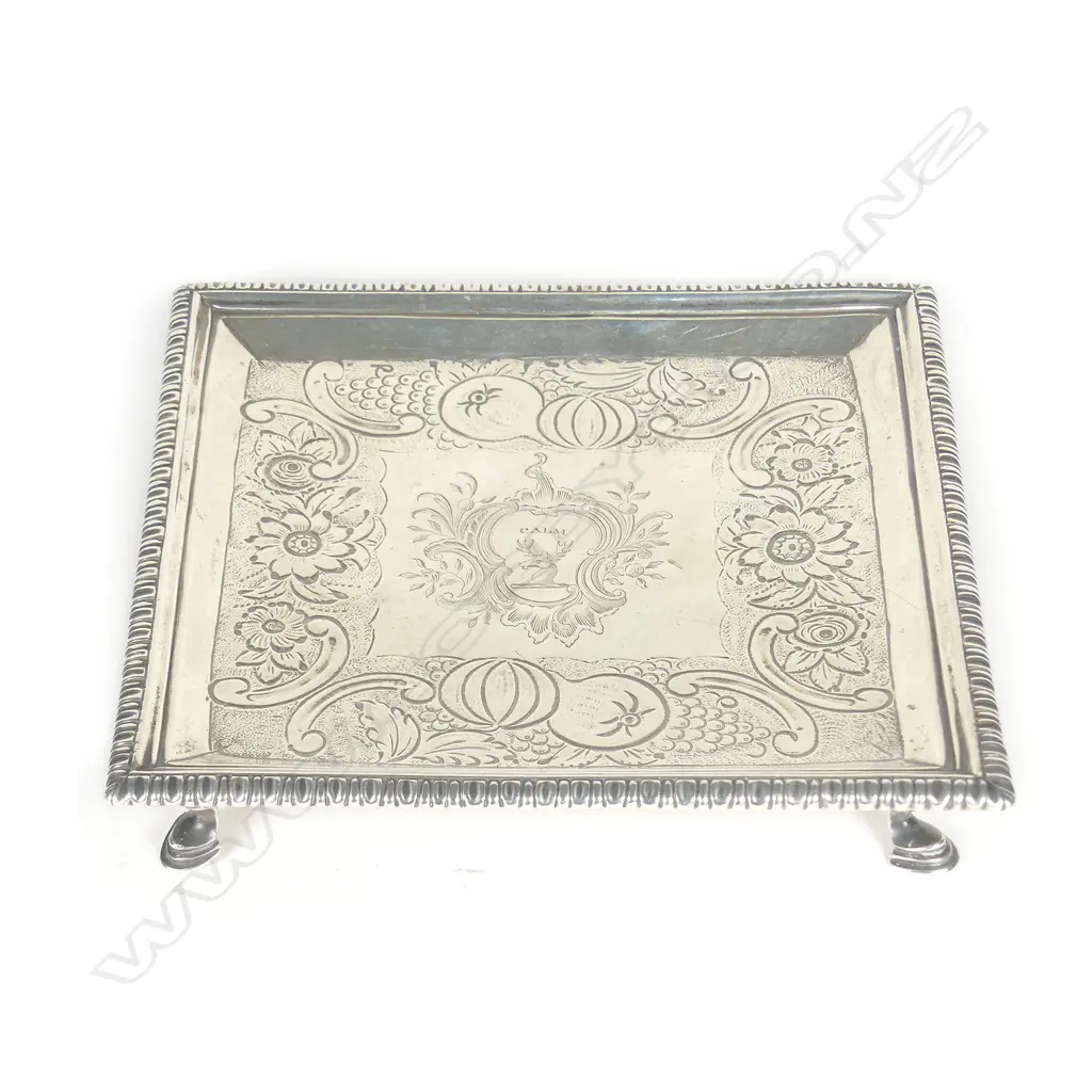 A George II silver square tray Image 1++