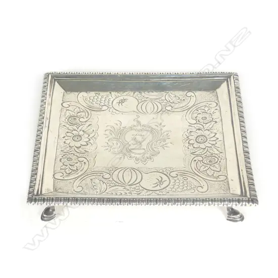 A George II silver square tray
