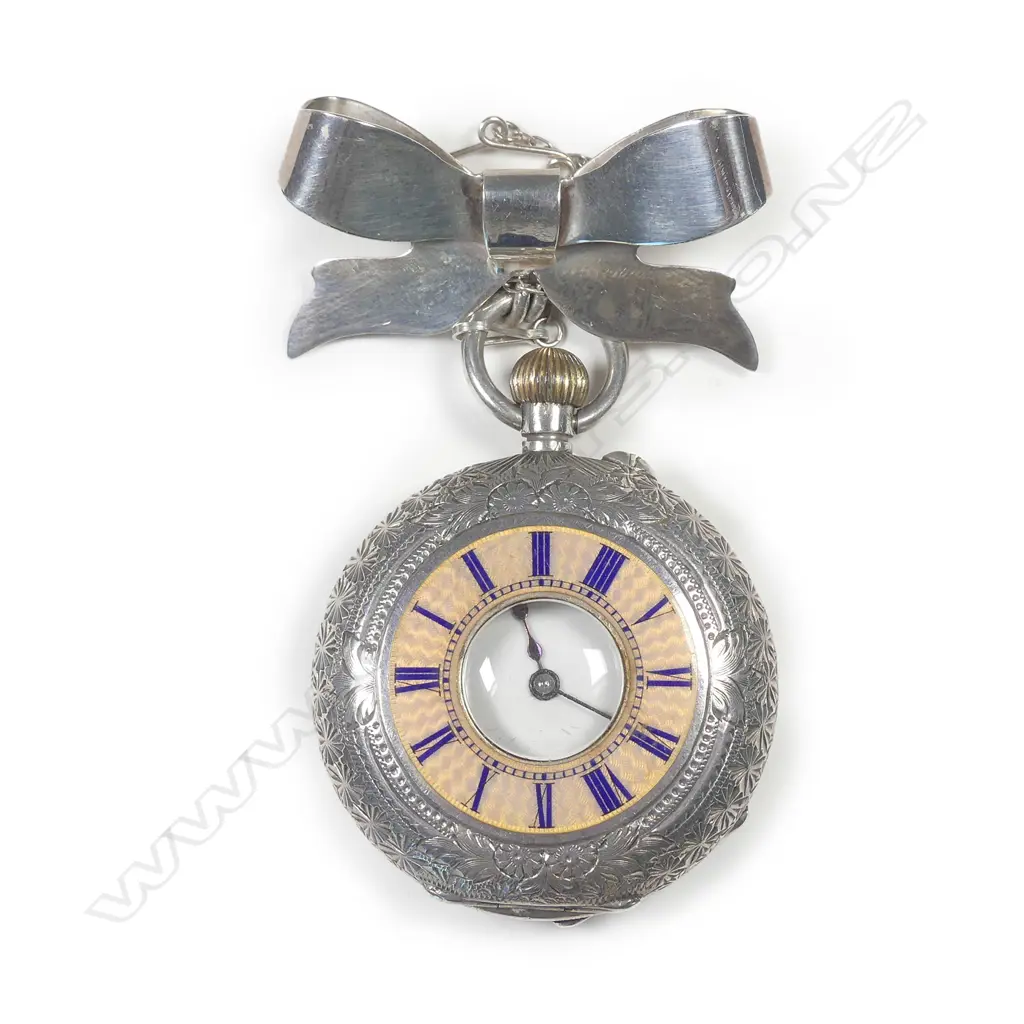 An early 1900s silver and enamel lady’s half hunter pocket watch Image 1++
