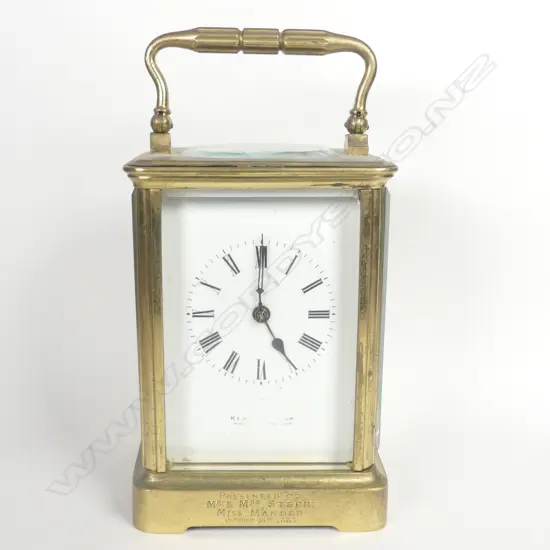 A 19thC French brass cased striking carriage clock