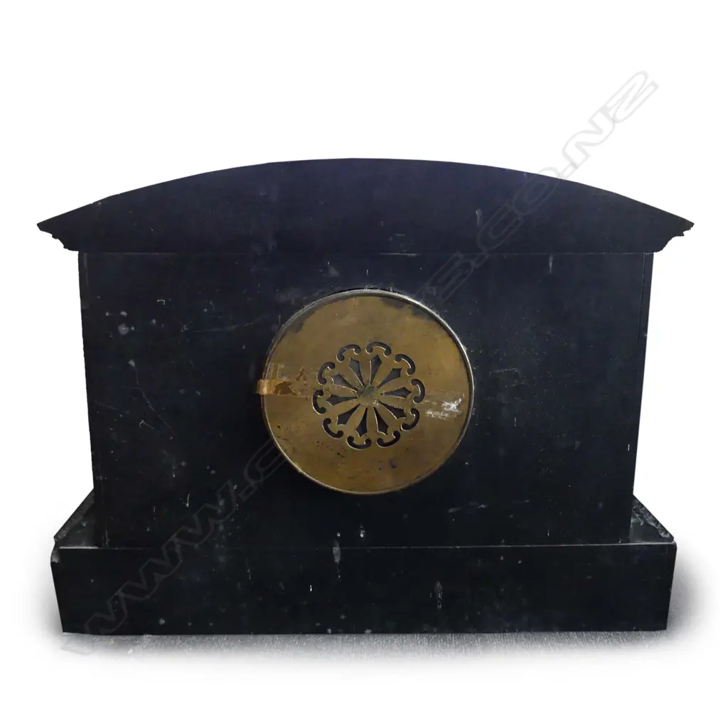 A substantial Victorian black marble mantel clock Image 1++