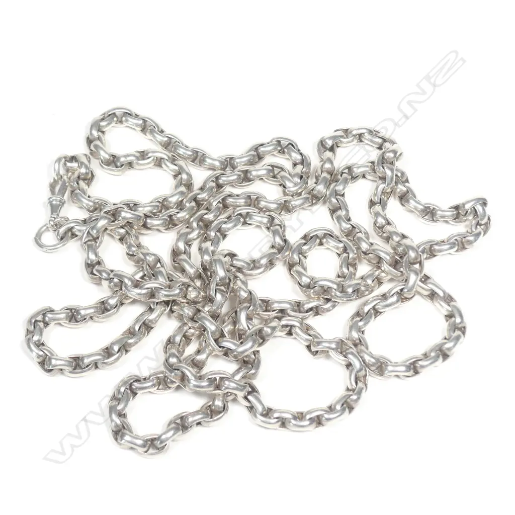 A vintage long heavy silver muff type chain Image 1++